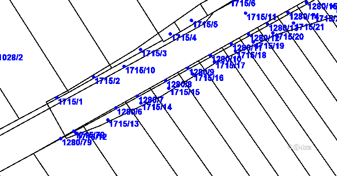Parcela st. 1715/15 v KÚ Kvítkovice u Otrokovic, Katastrální mapa