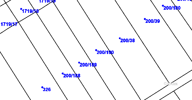Parcela st. 200/190 v KÚ Kvítkovice u Otrokovic, Katastrální mapa