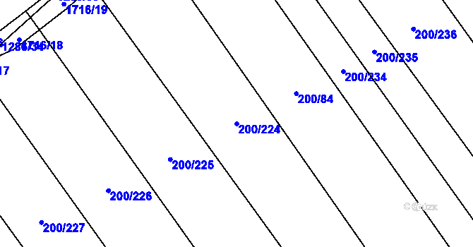 Parcela st. 200/224 v KÚ Kvítkovice u Otrokovic, Katastrální mapa