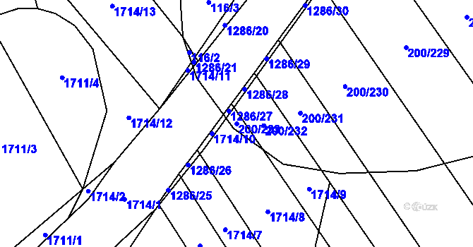 Parcela st. 200/233 v KÚ Kvítkovice u Otrokovic, Katastrální mapa