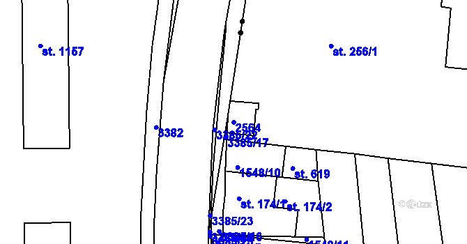 Parcela st. 2564 v KÚ Kvítkovice u Otrokovic, Katastrální mapa
