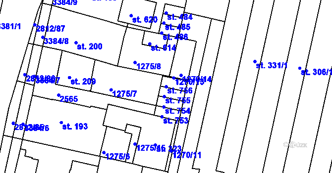 Parcela st. 756 v KÚ Kvítkovice u Otrokovic, Katastrální mapa