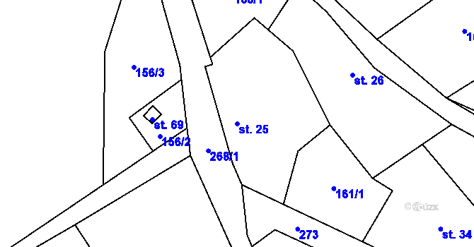 Parcela st. 25 v KÚ Ježovice, Katastrální mapa