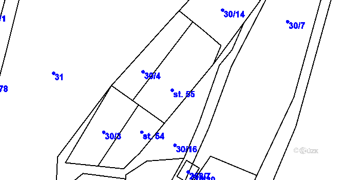 Parcela st. 55 v KÚ Ježovice, Katastrální mapa