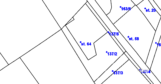 Parcela st. 64 v KÚ Ježovice, Katastrální mapa