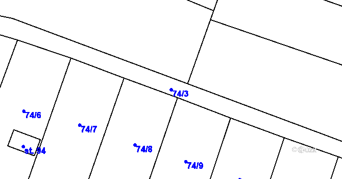 Parcela st. 74/3 v KÚ Ježovice, Katastrální mapa