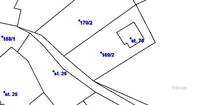 Parcela st. 169/2 v KÚ Ježovice, Katastrální mapa