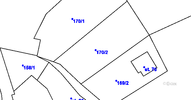 Parcela st. 170/2 v KÚ Ježovice, Katastrální mapa