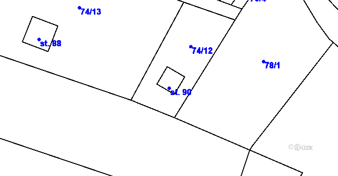 Parcela st. 90 v KÚ Ježovice, Katastrální mapa