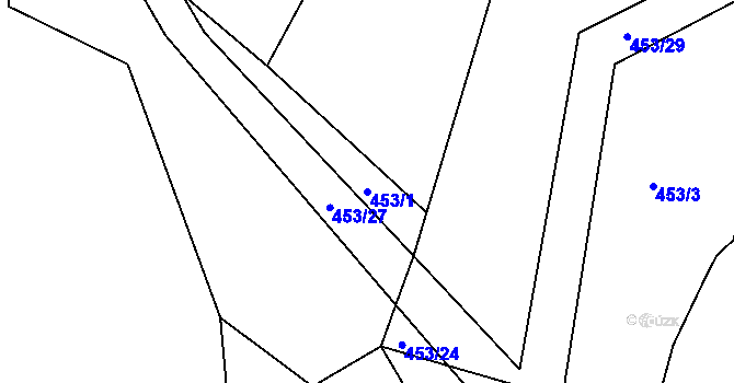 Parcela st. 453/1 v KÚ Podveky, Katastrální mapa
