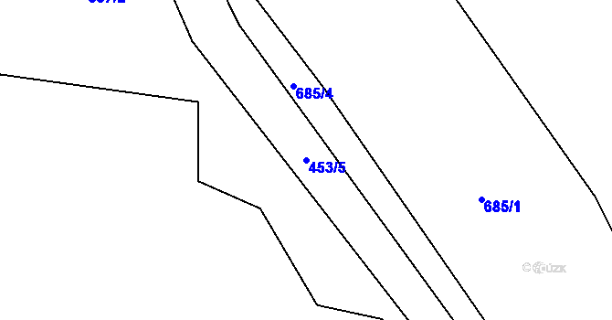 Parcela st. 453/5 v KÚ Podveky, Katastrální mapa
