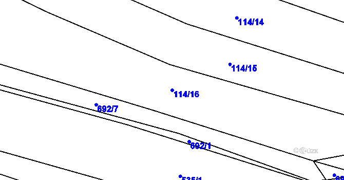 Parcela st. 114/16 v KÚ Podveky, Katastrální mapa
