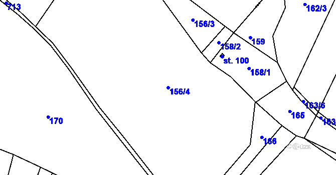 Parcela st. 156/4 v KÚ Podveky, Katastrální mapa