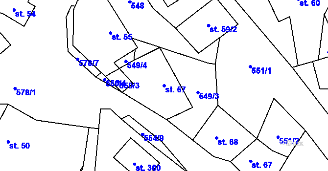 Parcela st. 57 v KÚ Soběšín, Katastrální mapa
