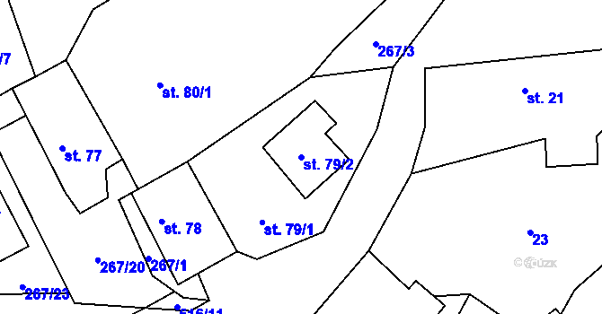 Parcela st. 79/2 v KÚ Soběšín, Katastrální mapa