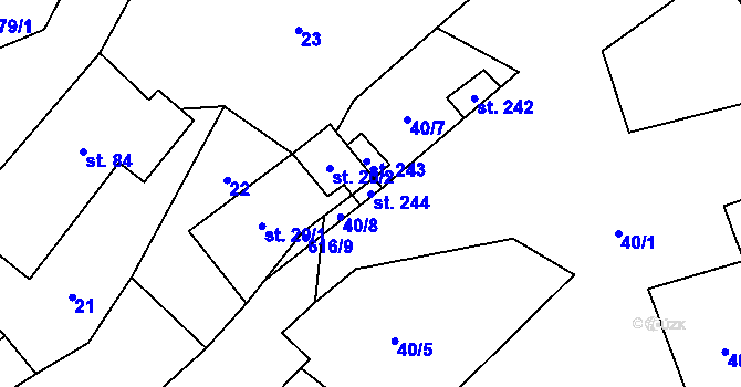 Parcela st. 244 v KÚ Soběšín, Katastrální mapa