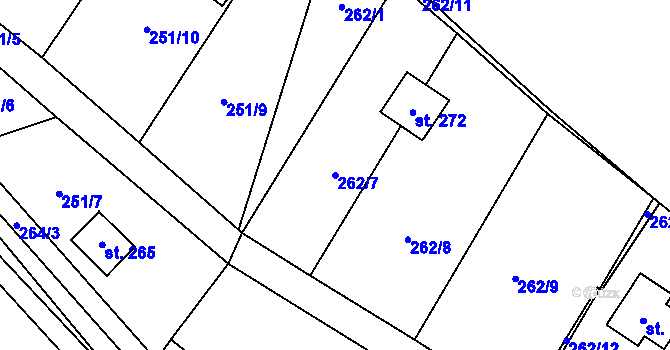 Parcela st. 262/7 v KÚ Soběšín, Katastrální mapa