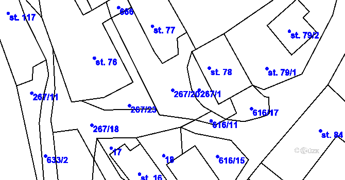 Parcela st. 267/20 v KÚ Soběšín, Katastrální mapa
