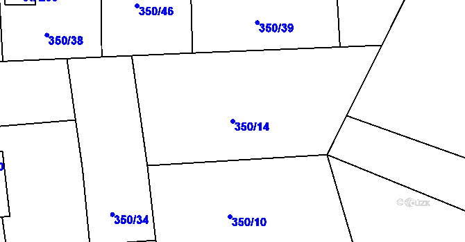 Parcela st. 350/14 v KÚ Soběšín, Katastrální mapa