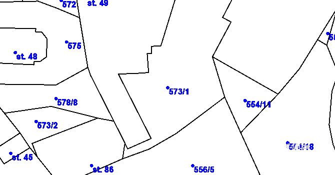 Parcela st. 573/1 v KÚ Soběšín, Katastrální mapa