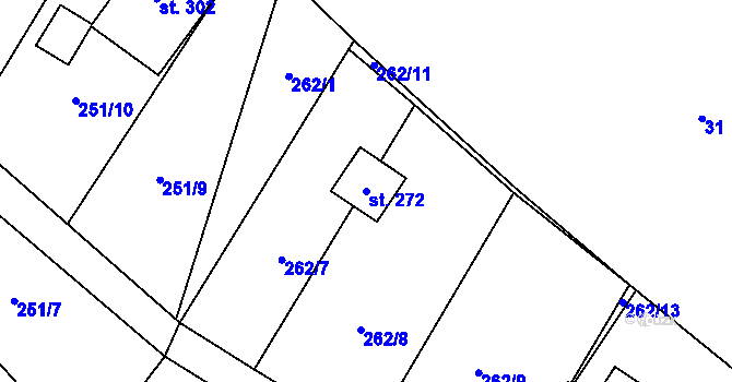 Parcela st. 272 v KÚ Soběšín, Katastrální mapa
