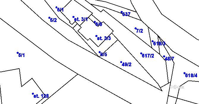 Parcela st. 6/5 v KÚ Soběšín, Katastrální mapa
