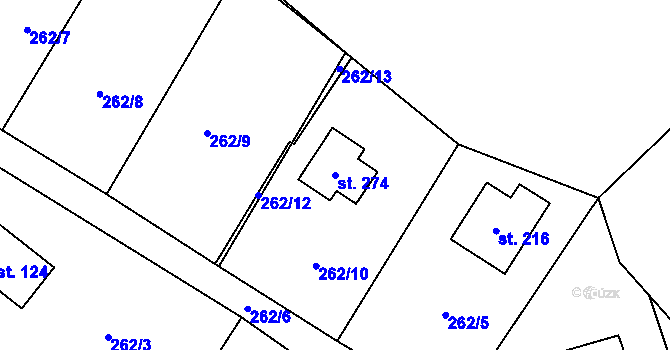 Parcela st. 274 v KÚ Soběšín, Katastrální mapa