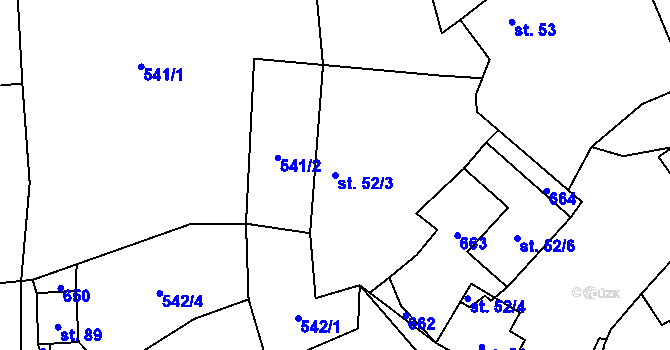 Parcela st. 52/3 v KÚ Soběšín, Katastrální mapa