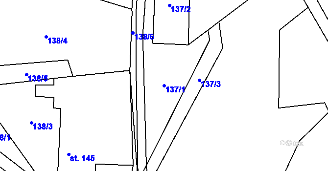 Parcela st. 137/1 v KÚ Soběšín, Katastrální mapa