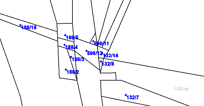 Parcela st. 132/14 v KÚ Soběšín, Katastrální mapa