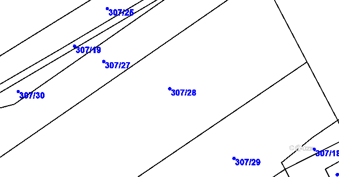 Parcela st. 307/28 v KÚ Soběšín, Katastrální mapa
