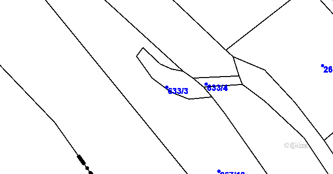 Parcela st. 633/3 v KÚ Soběšín, Katastrální mapa