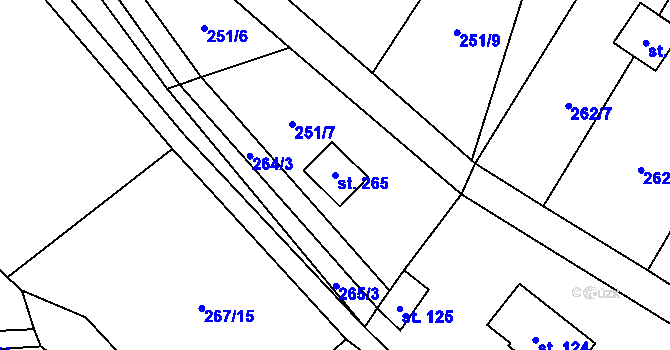 Parcela st. 265 v KÚ Soběšín, Katastrální mapa