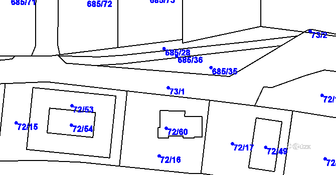 Parcela st. 73/1 v KÚ Otvice, Katastrální mapa