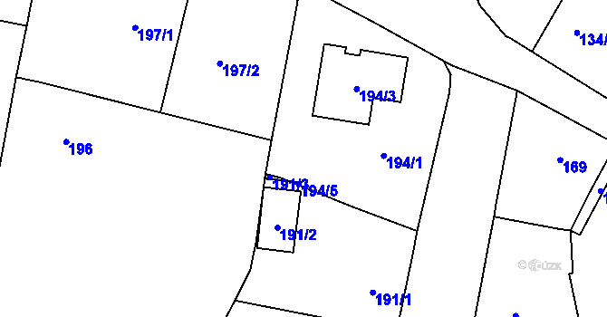Parcela st. 194/2 v KÚ Otvice, Katastrální mapa