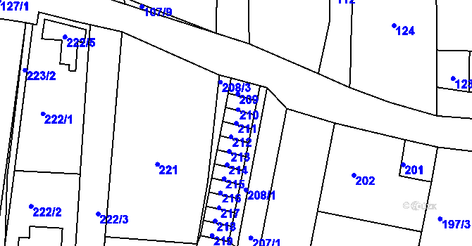 Parcela st. 211 v KÚ Otvice, Katastrální mapa