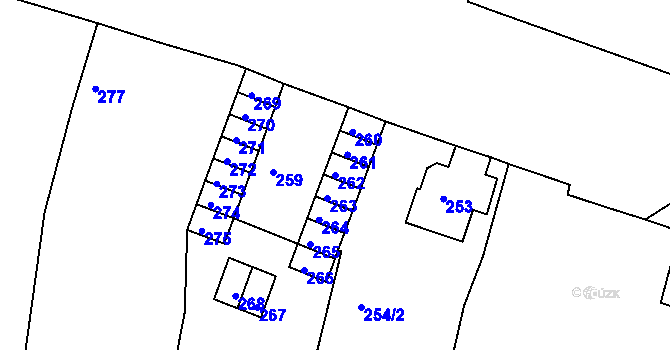 Parcela st. 262 v KÚ Otvice, Katastrální mapa
