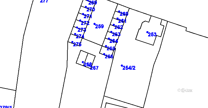 Parcela st. 266 v KÚ Otvice, Katastrální mapa