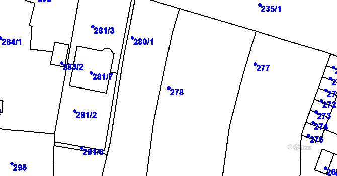 Parcela st. 278 v KÚ Otvice, Katastrální mapa