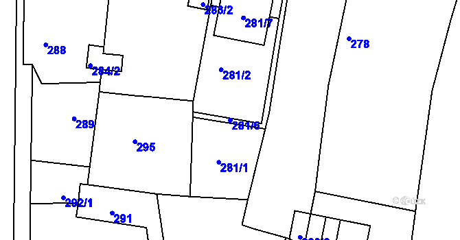 Parcela st. 281/6 v KÚ Otvice, Katastrální mapa