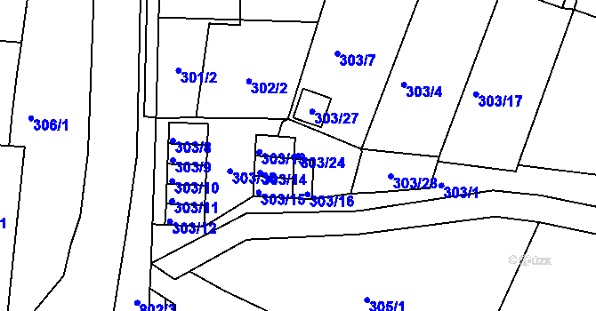 Parcela st. 303/24 v KÚ Otvice, Katastrální mapa