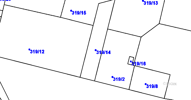 Parcela st. 319/14 v KÚ Otvice, Katastrální mapa