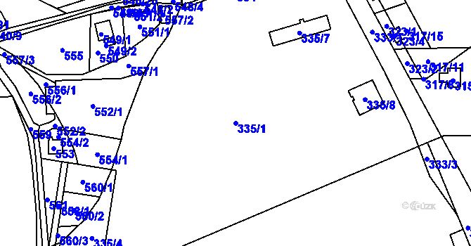 Parcela st. 335/1 v KÚ Otvice, Katastrální mapa