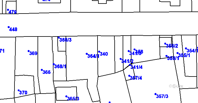 Parcela st. 340 v KÚ Otvice, Katastrální mapa