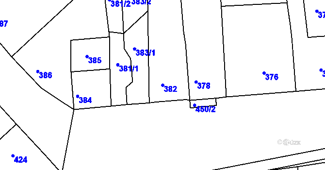 Parcela st. 382 v KÚ Otvice, Katastrální mapa