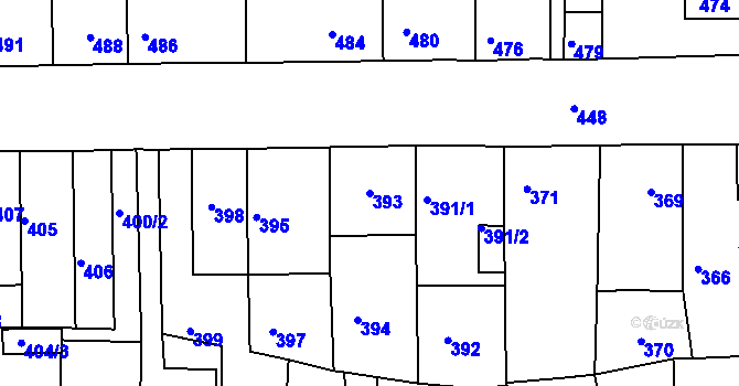 Parcela st. 393 v KÚ Otvice, Katastrální mapa