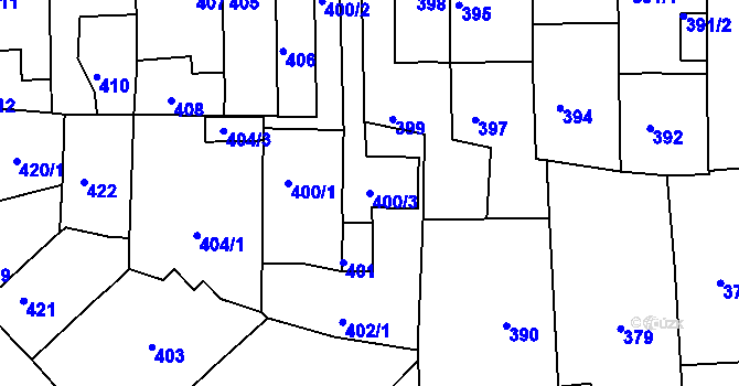 Parcela st. 400/3 v KÚ Otvice, Katastrální mapa