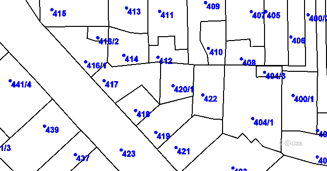 Parcela st. 420/2 v KÚ Otvice, Katastrální mapa