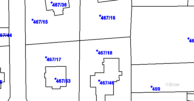 Parcela st. 467/18 v KÚ Otvice, Katastrální mapa