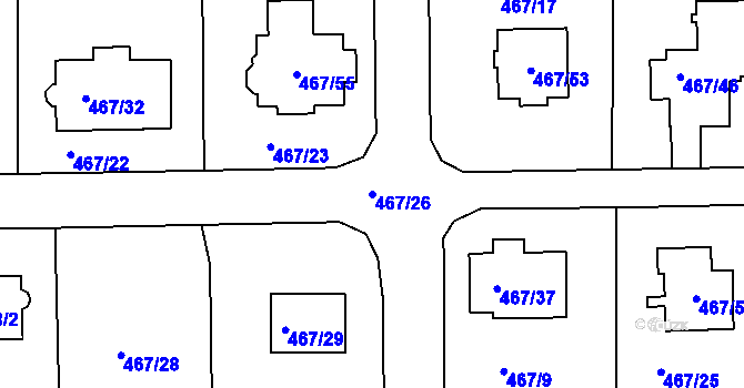 Parcela st. 467/26 v KÚ Otvice, Katastrální mapa